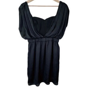 BCBGeneration Womens XS Black Layered Satin Sheath Dress Party Cocktail Evening